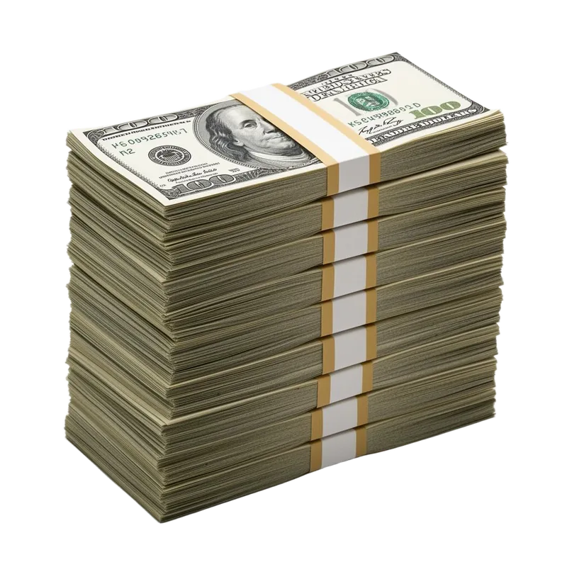 Large bundled stack of US one hundred dollar bills representing your IRA