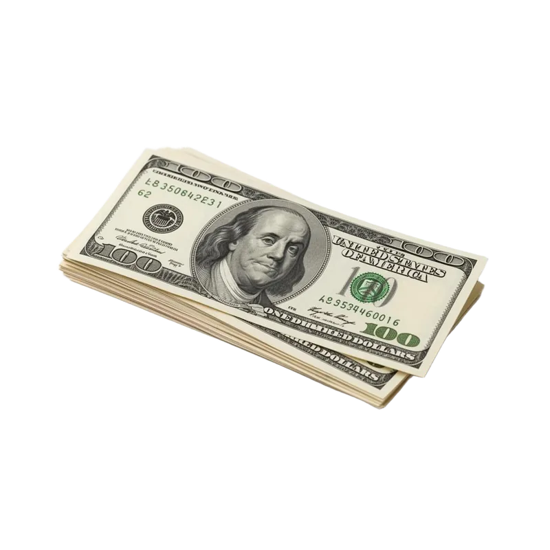 Small stack of a few US one hundred dollar bills representing taxes paid to the IRS
